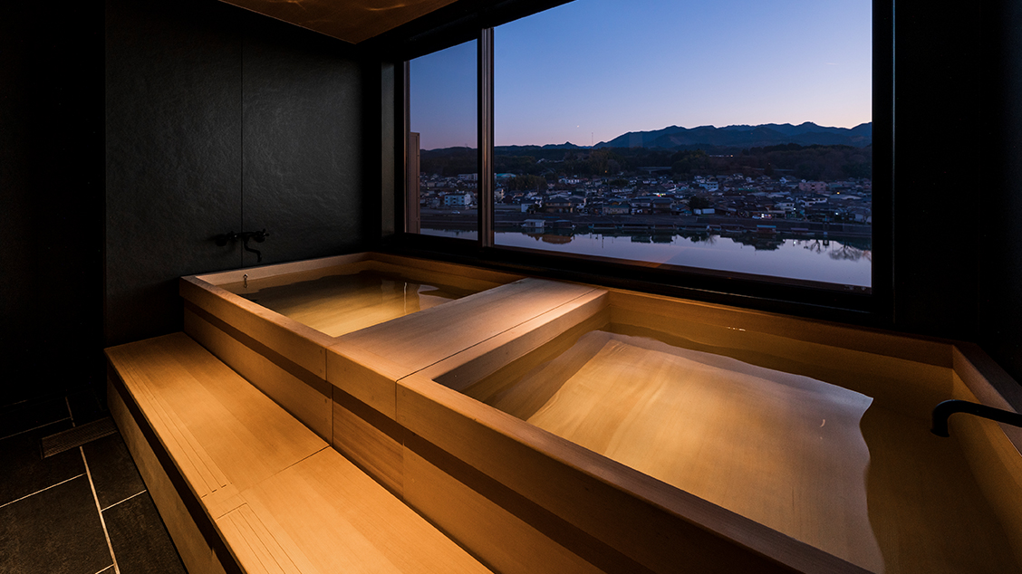 リバービュー浴室水風呂と温泉浴の2つをご用意！